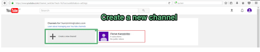 create a new channel youtube