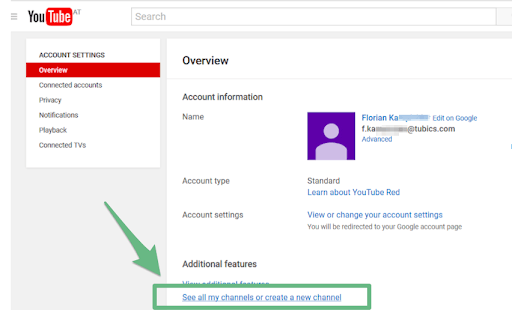 create a new channel youtube