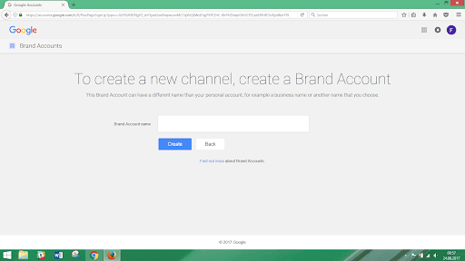 name your youtube brand account