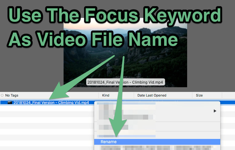 name the video file with your focus keyword for better youtube seo