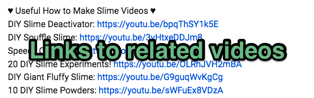 YouTube Video Description with links to related videos