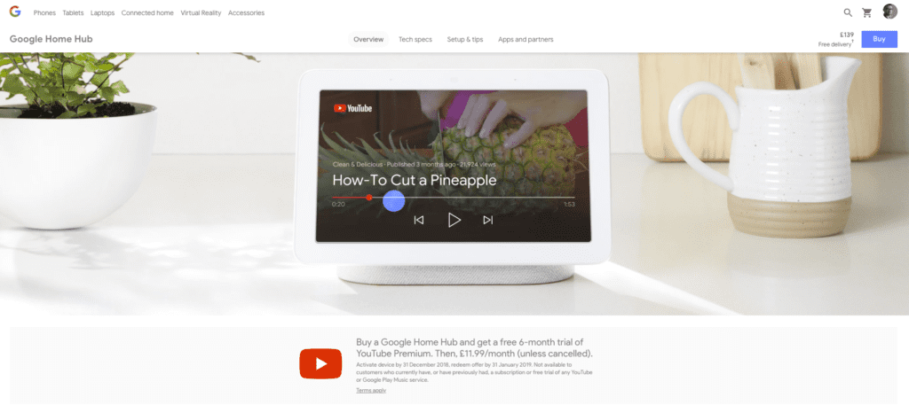 google home hub youtube