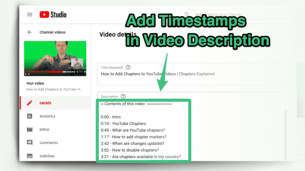 how to add timestamps to youtube video